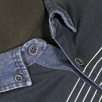 Campione 1097003 Pure Cotton Striped with Denim Collar Polo
