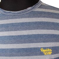 Replika 91365 Cotton Mix Horizontal Stripe Replika Logo Fashion Tee