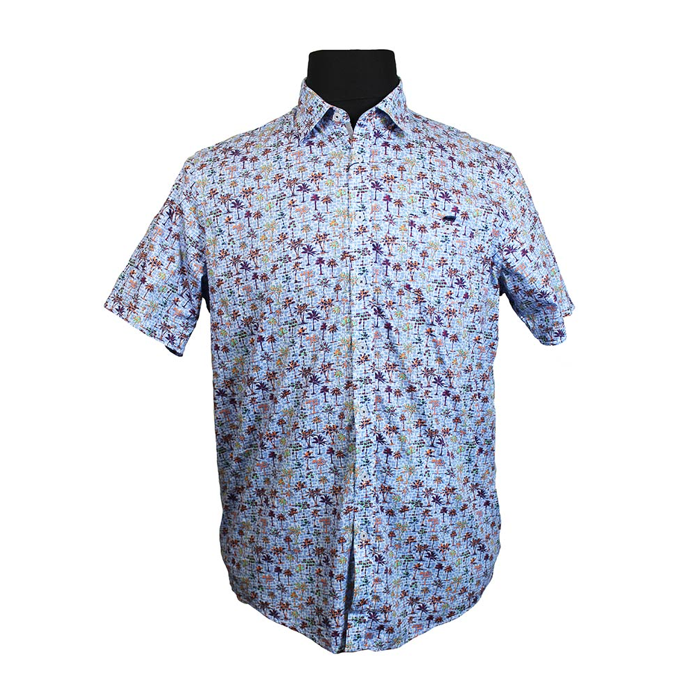 Casa Moda 931248 Stretch Cotton Palm Tree Pattern Casual Shirt