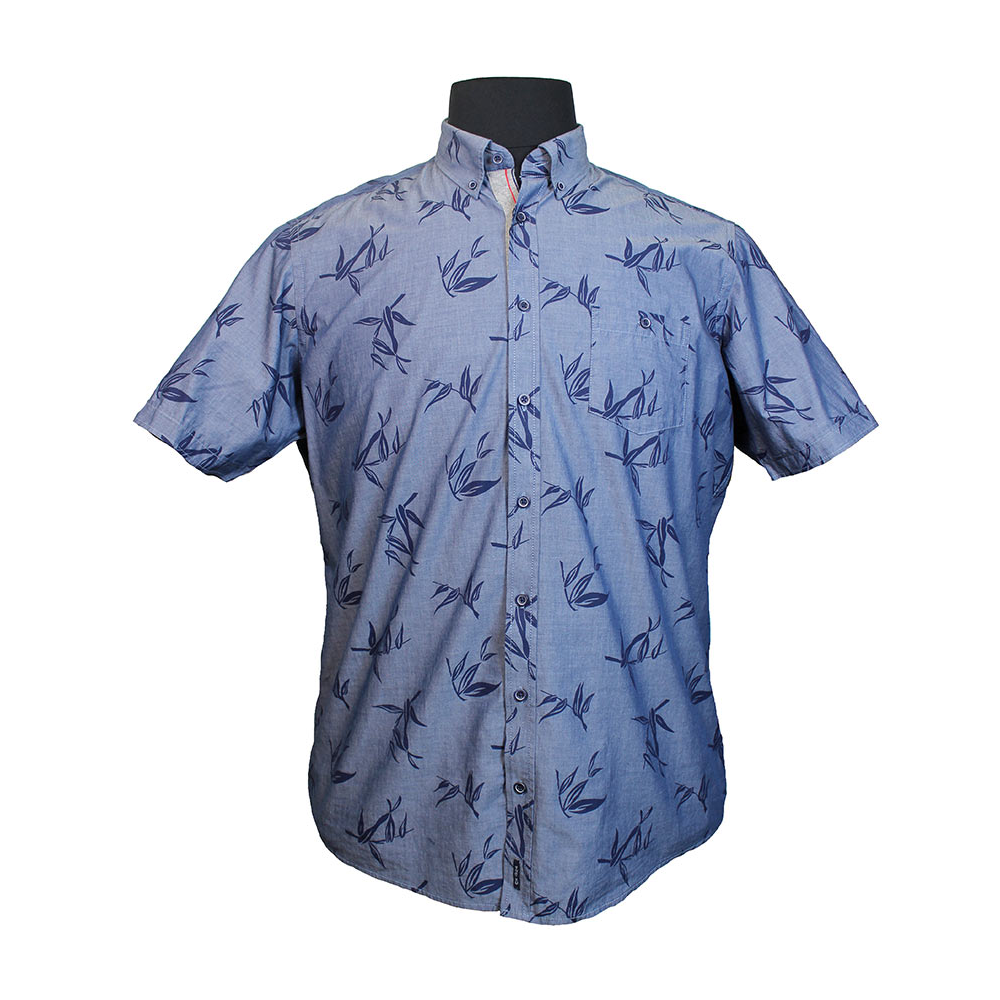 Casa Moda 32130 Pure Cotton Leaf Print Buttondown Collar Shirt