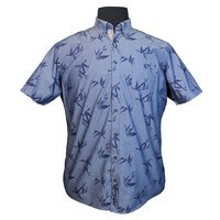 Casa Moda 32130 Pure Cotton Leaf Print Buttondown Collar Shirt