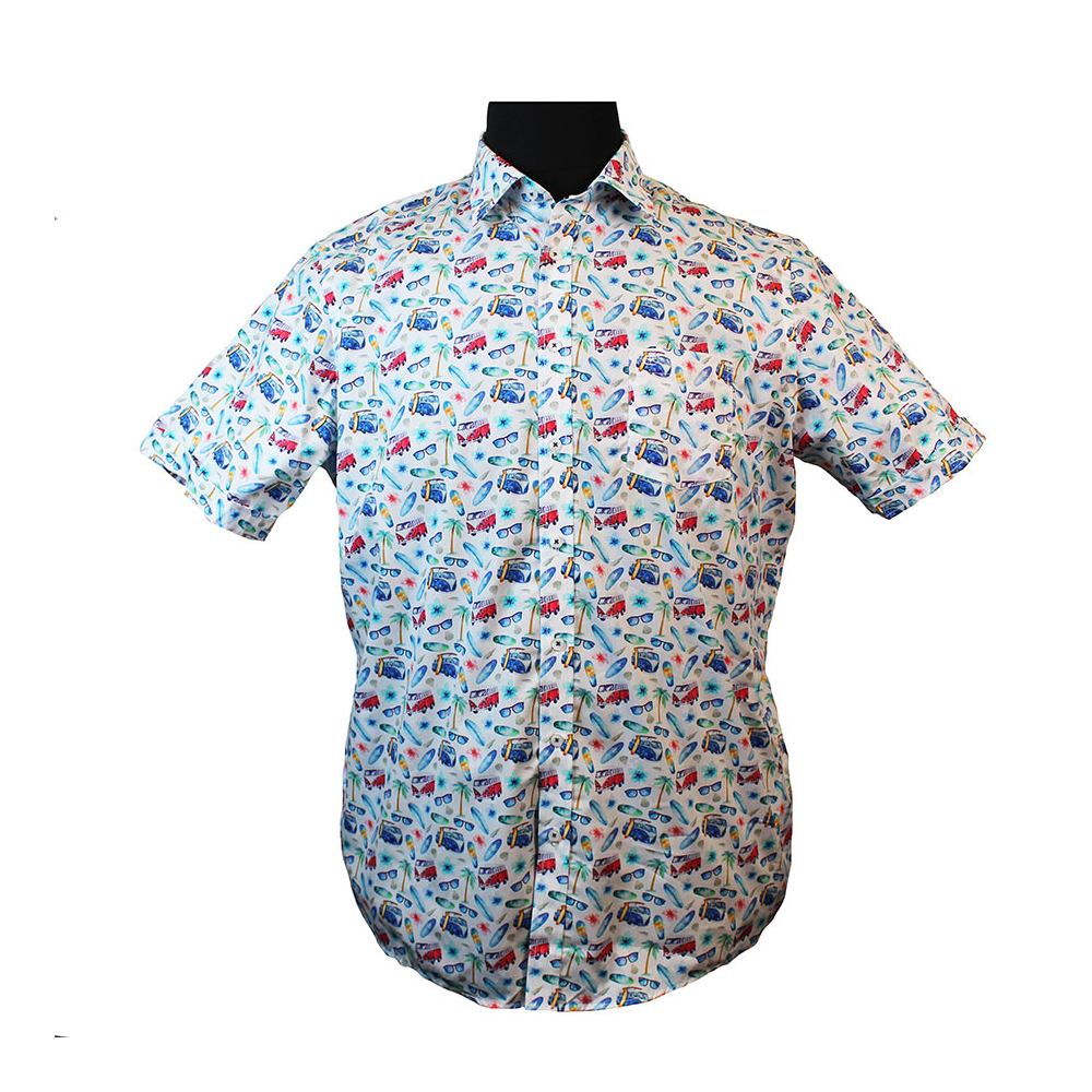 Casa Moda 32085 Pure Cotton Combi Van Surf Print Fashion Shirt