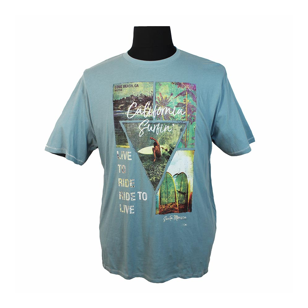 D555 60168 Cotton California Surfin 96 Print Summer Tee