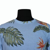 D555 60142 Pure Cotton Hawaiian Print Horizontal Stripe Fashion Tee