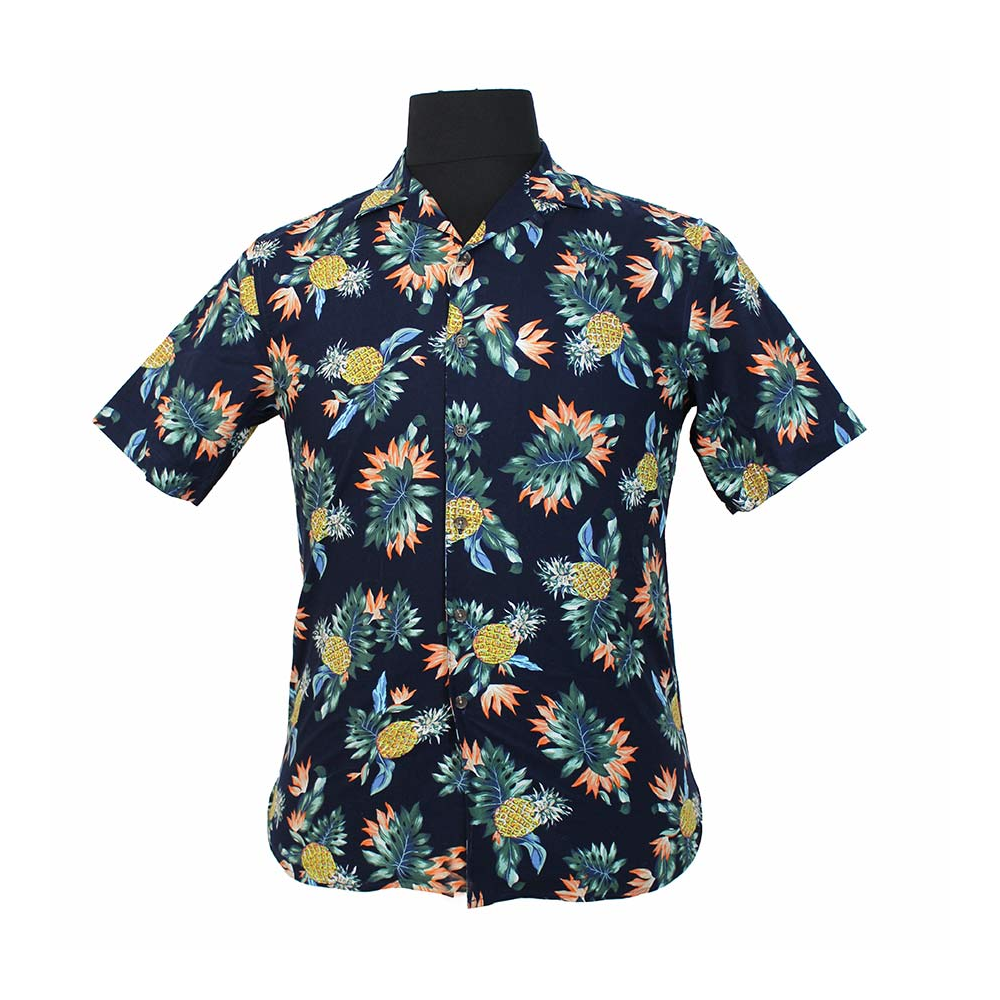 Berlin 606 Cotton Linen Hawaiian Print Shirt