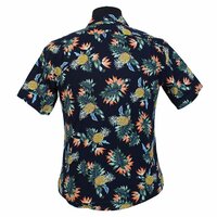 Berlin 606 Cotton Linen Hawaiian Print Shirt