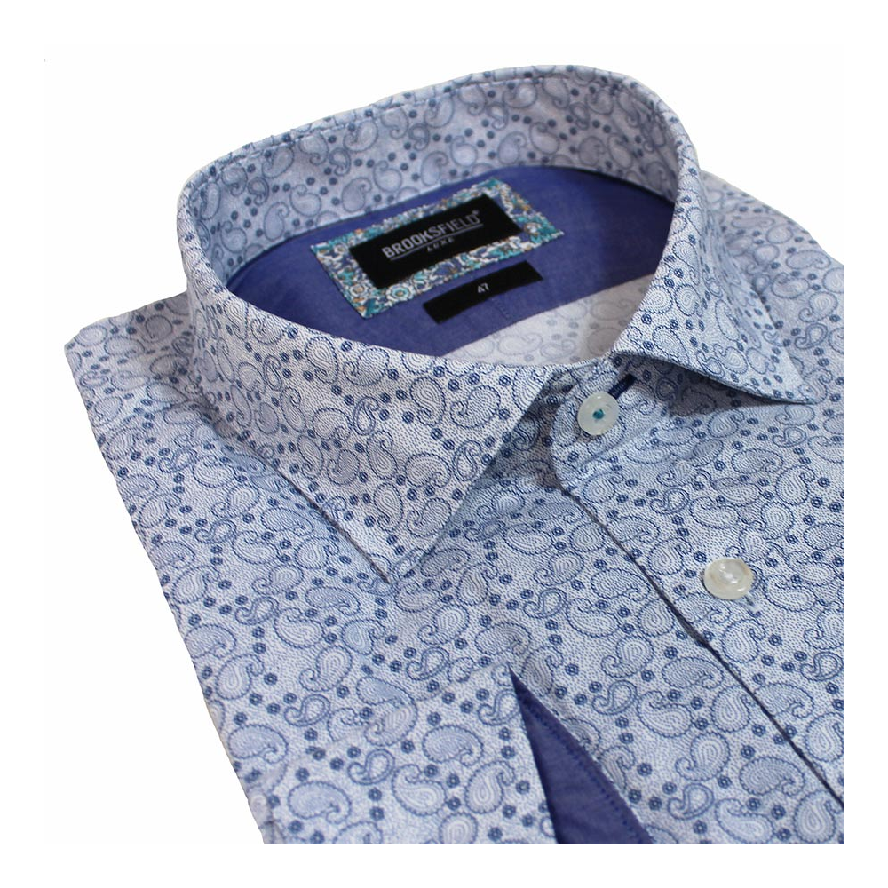 Brooksfield 1605 Luxe Cotton Paisley Pattern Fashion Shirt