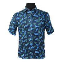 Berlin Limited Edition S538 Pure Linen Leaf Print Fashion Shirt