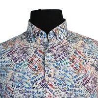 Casa Moda Pure Cotton Word Print Buttondown Collar