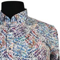 Casa Moda Pure Cotton Word Print Buttondown Collar