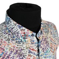 Casa Moda Pure Cotton Word Print Buttondown Collar