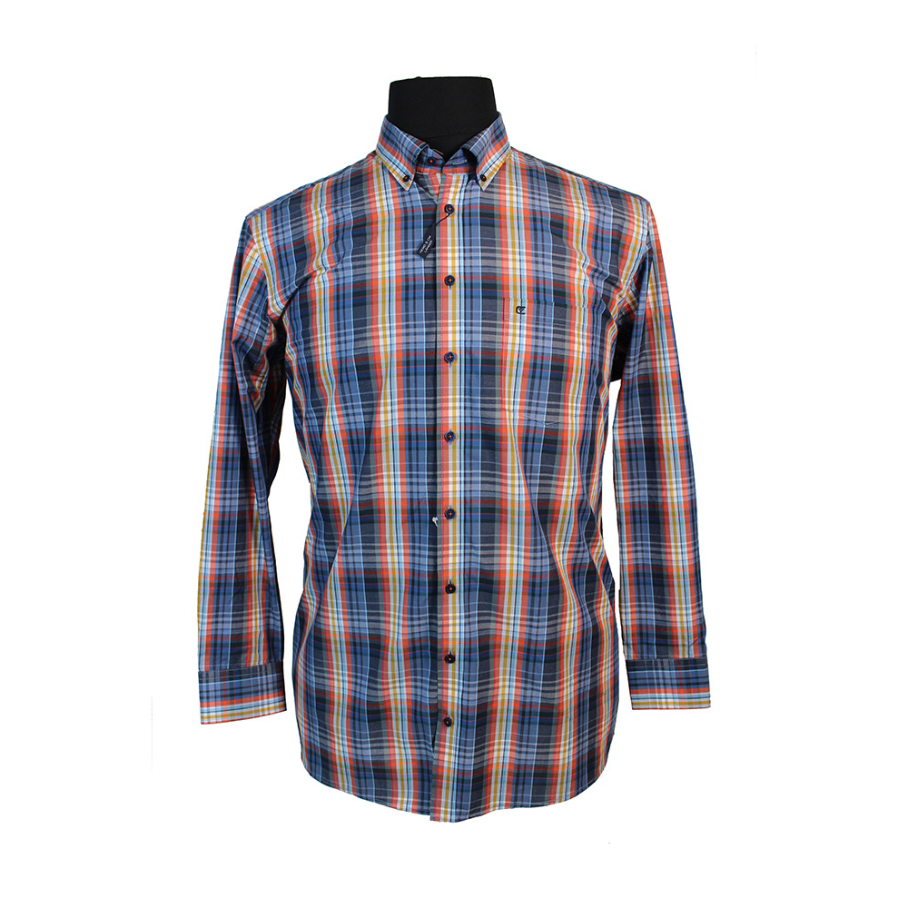 Casa Moda Pure Cotton Multi Check Buttondown Collar