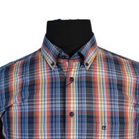 Casa Moda Pure Cotton Multi Check Buttondown Collar