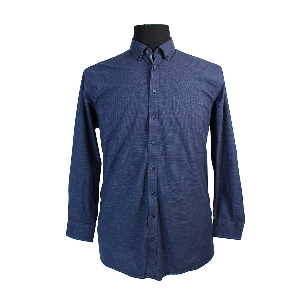 Casa Moda Cotton Stretch Textured Weave Long Sleeve Shirt 