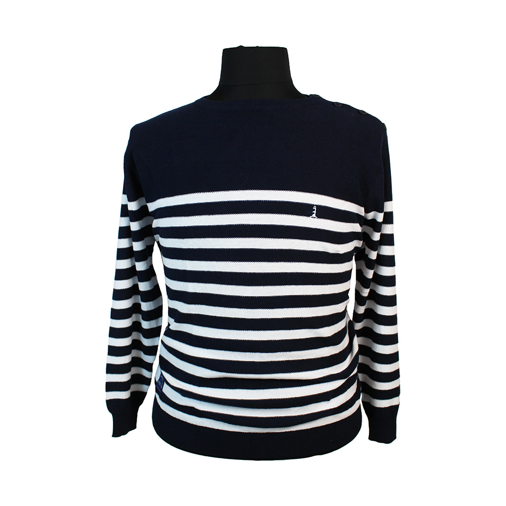 North56 Cotton Horizontal Stripe with Shoulder Detail Sweater