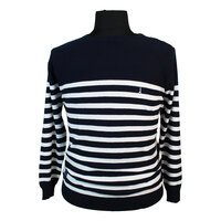 North56 Cotton Horizontal Stripe with Shoulder Detail Sweater
