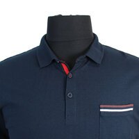 D555 Cotton Shoulder Sleeve Trim Detail Polo with Pocket