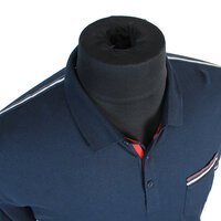 D555 Cotton Shoulder Sleeve Trim Detail Polo with Pocket