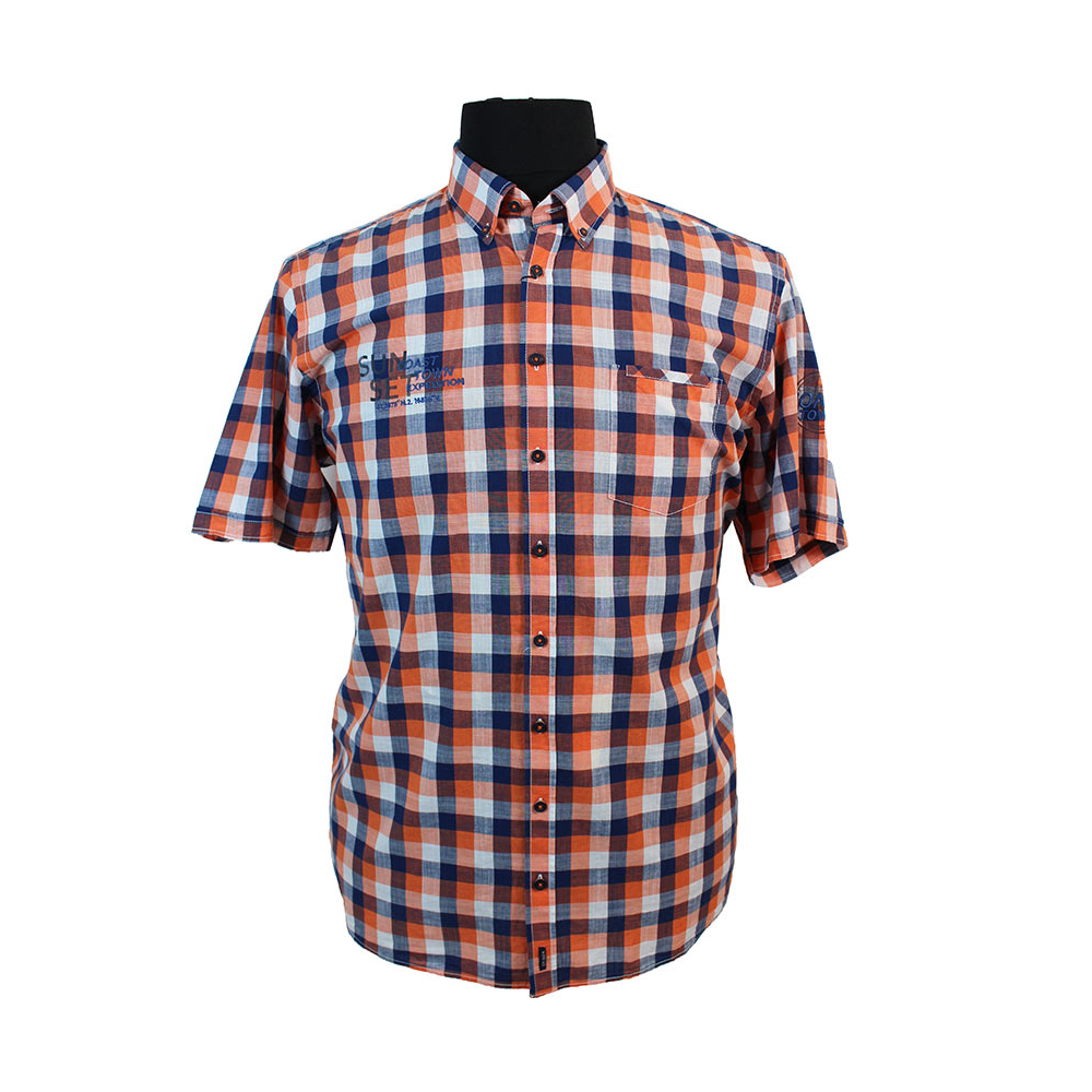 Casa Moda Cotton Window Pane Check Buttondown Collar