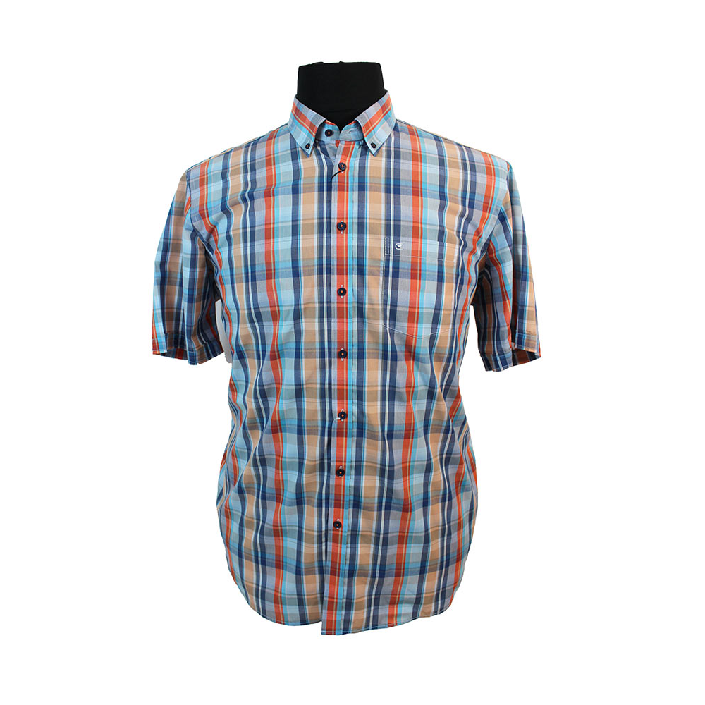 Casa Moda Cotton Vibrant Multi Check Buttondown Collar