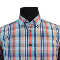 Casa Moda Cotton Vibrant Multi Check Buttondown Collar