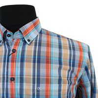 Casa Moda Cotton Vibrant Multi Check Buttondown Collar