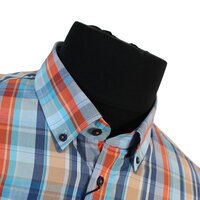 Casa Moda Cotton Vibrant Multi Check Buttondown Collar