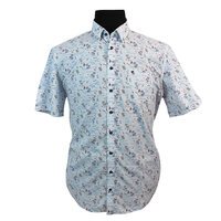 Casa Moda Cotton Tropical Sailing Pattern Standard Collar Shirt