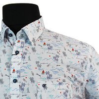 Casa Moda Cotton Tropical Sailing Pattern Standard Collar Shirt