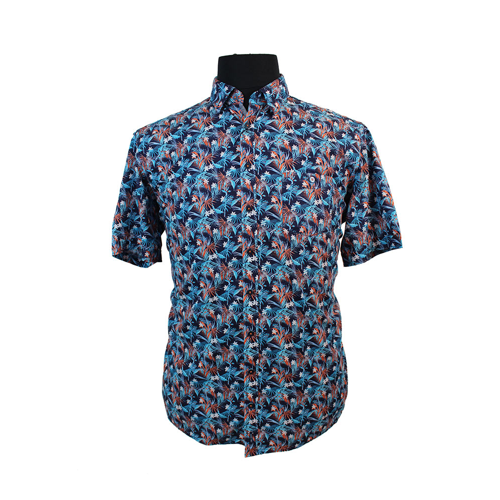 Casa Moda Floral Hawaian Look Standard Collar Shirt