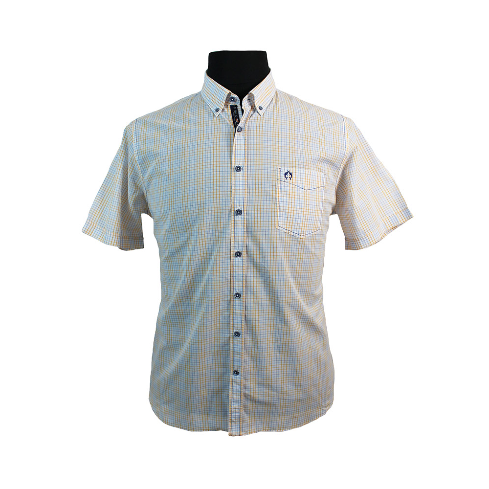 Campione Pure Cotton Mini Check Buttondown Collar Fashion Shirt