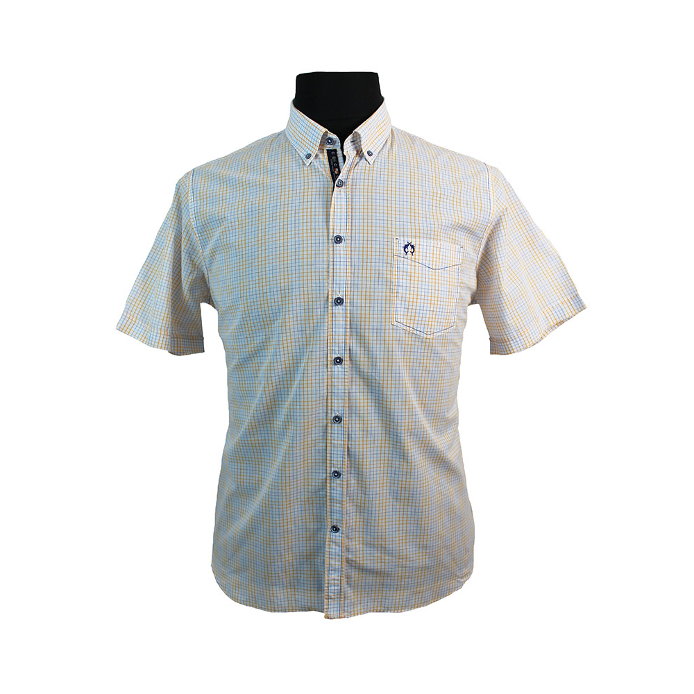 Campione Pure Cotton Mini Check Buttondown Collar Fashion Shirt