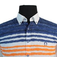 Campione Linen Cotton Mix Horizontal Pattern Fashion Shirt