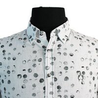 Campione Linen Cotton Mix Circles Pattern Fashion Shirt