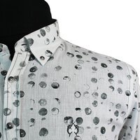 Campione Linen Cotton Mix Circles Pattern Fashion Shirt