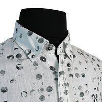 Campione Linen Cotton Mix Circles Pattern Fashion Shirt