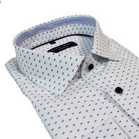 Casa Moda Stretch Woven Cotton Mini Bowtie Pattern Shirt