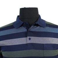 Kitaro Cotton Mix Wide Horizontal Stripe Pocket Polo