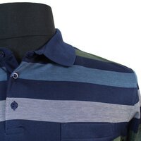 Kitaro Cotton Mix Wide Horizontal Stripe Pocket Polo