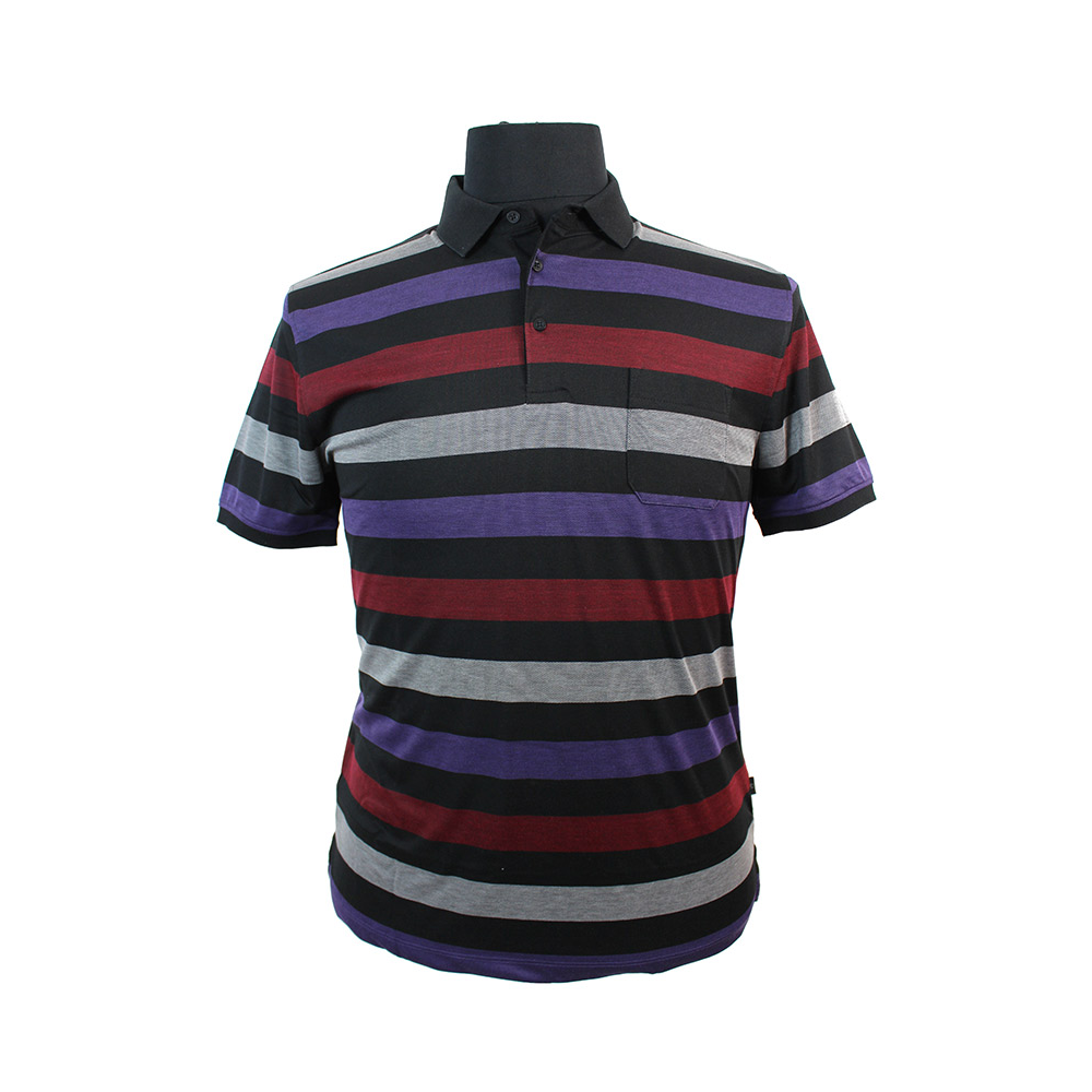 Kitaro Cotton Mix Wide Horizontal Stripe Pocket Polo