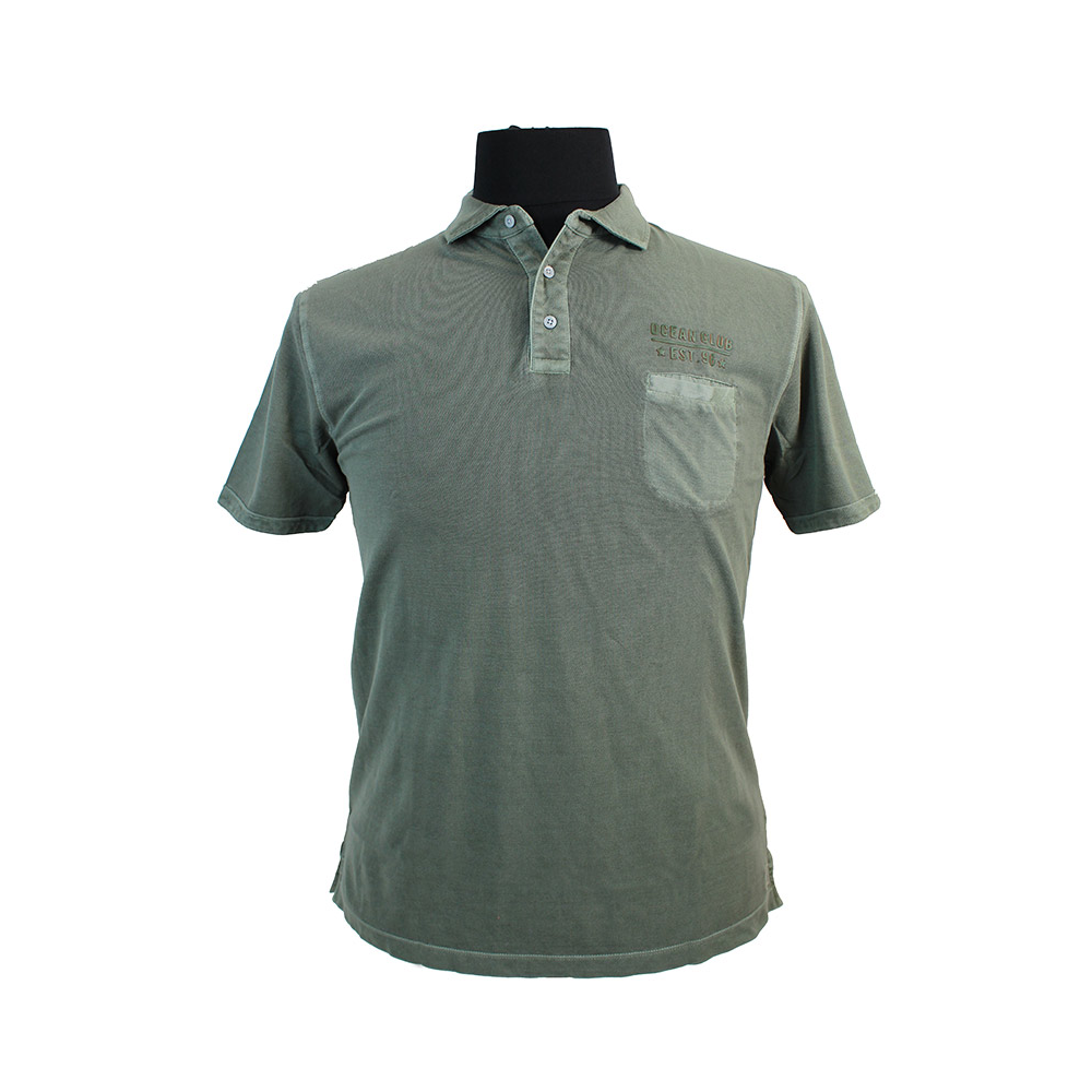  Kitaro Pure Cotton Washed Look Ocean Club Logo Pocket Polo