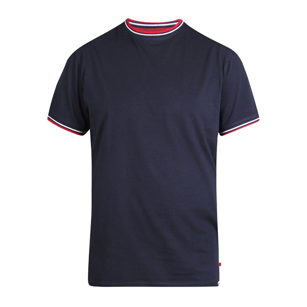 D555 Navy Contrast Trim Collar Tee Shirt