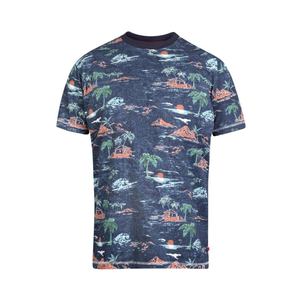 D555 Navy Marl Hawaiian Tee Shirt