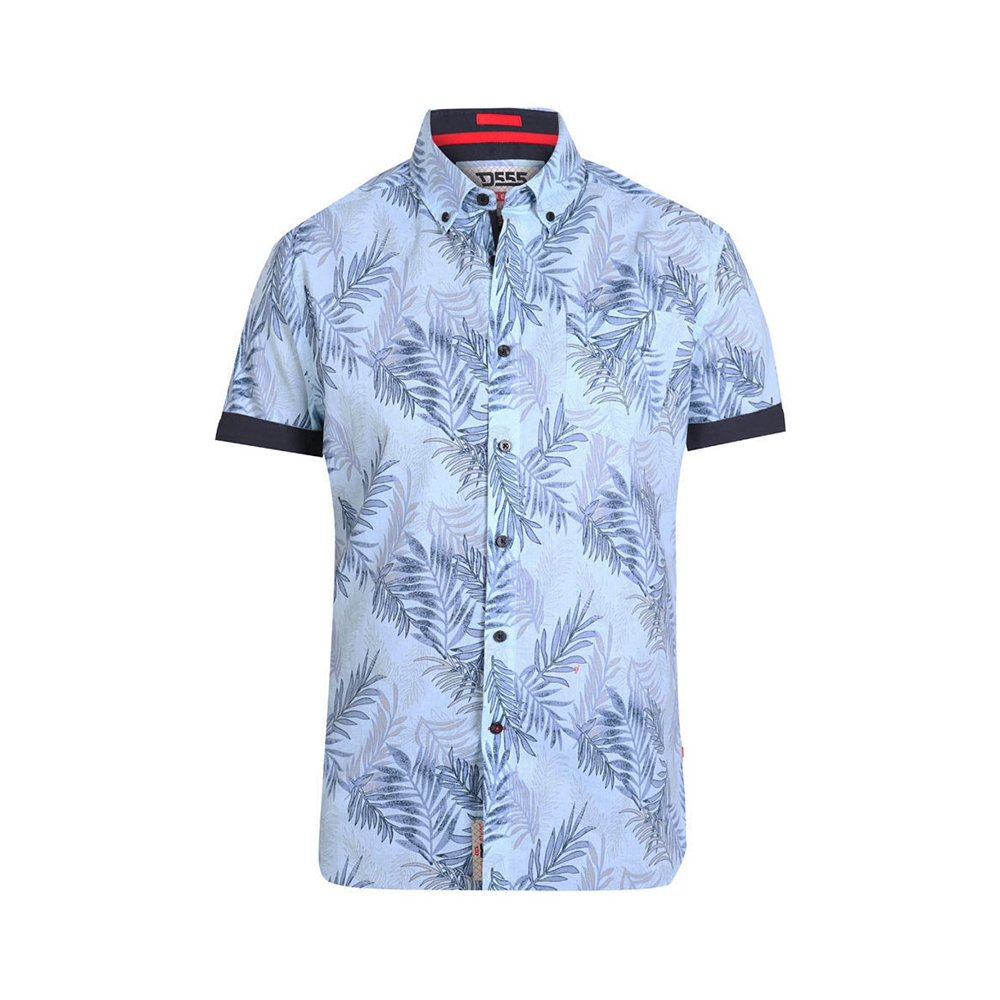 D555 sky cotton Leaf print short sleeve shirt 