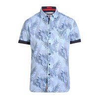 D555 sky cotton Leaf print short sleeve shirt 