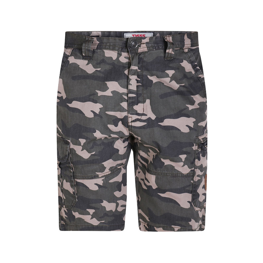 D555 Camo Green Cargo Shorts With Zip Cargo Pockets