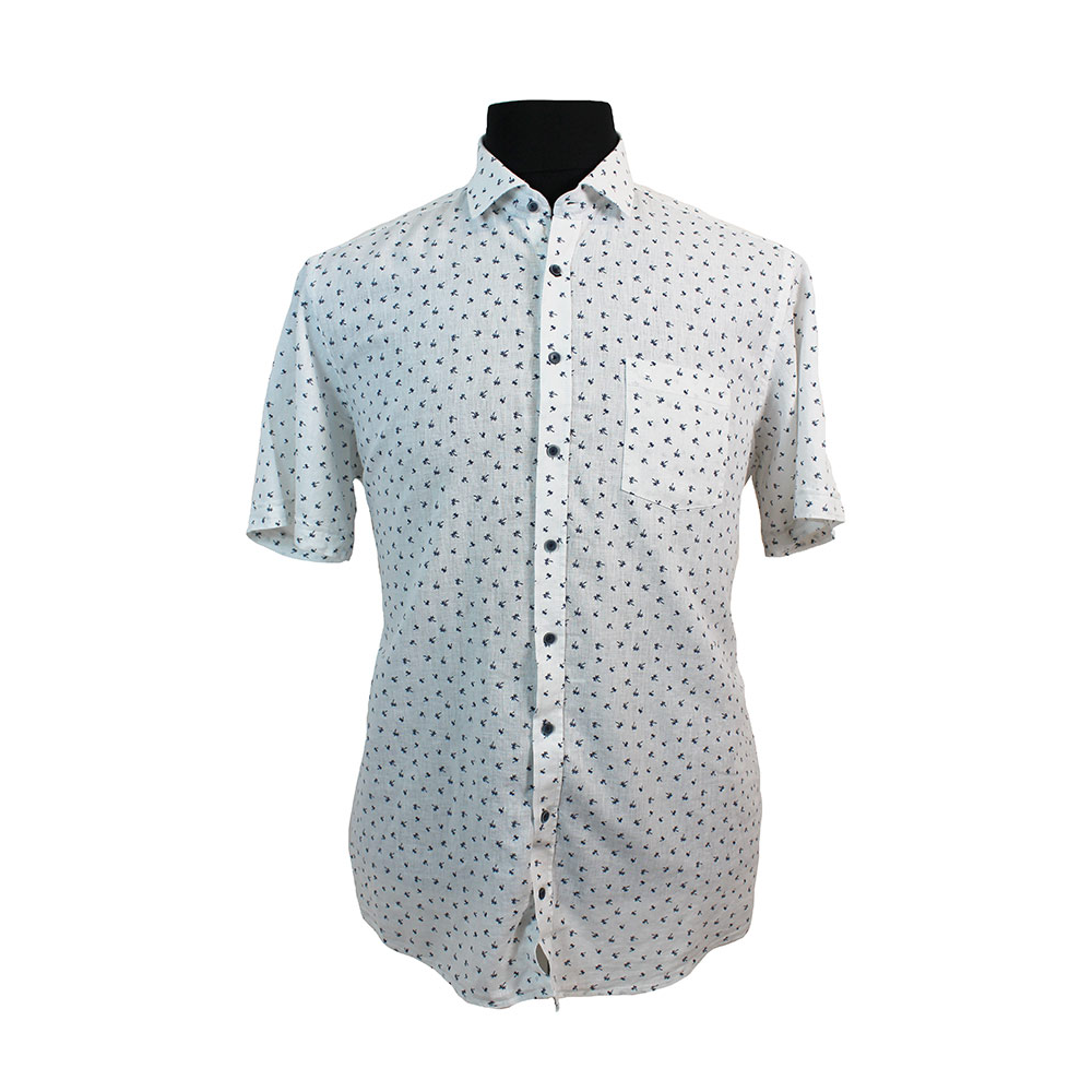 Casa Moda Linen Cotton Palm Pattern Fashion Shirt