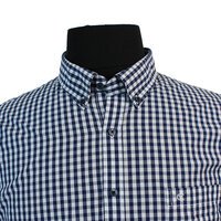 Casa Moda Pure Cotton Small Window Pane Check Buttondown Collar Shirt