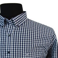 Casa Moda Pure Cotton Small Window Pane Check Buttondown Collar Shirt