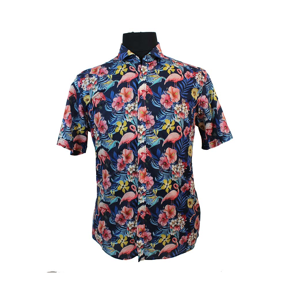 Casa Moda Pure Cotton Flamingo Garden Pattern Fashion Shirt